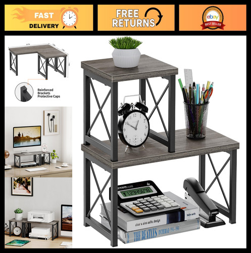 Adjustable tier wood desk - 2-tier,