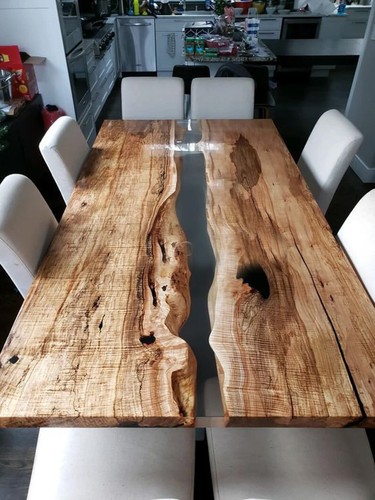 Clear epoxy dining table - epoxy,