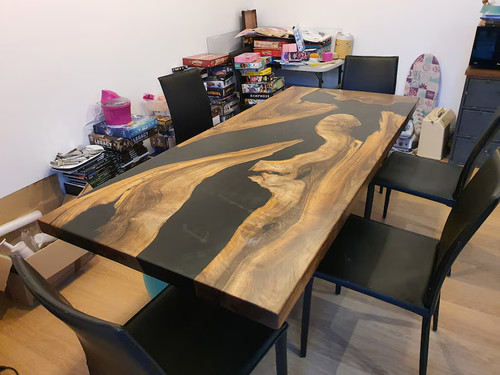 Black epoxy dining table top - table,