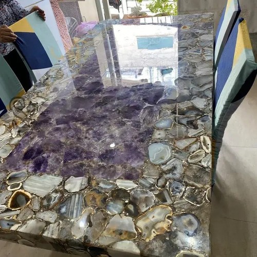 Natural agate dinign table - natural,