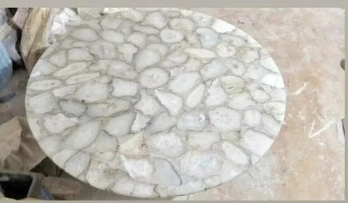Round white agate - white,